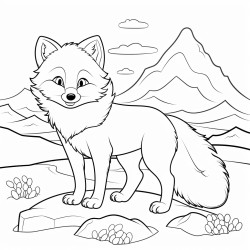 an arctic fox standing alert on a snowy landscape the background features snowdrifts