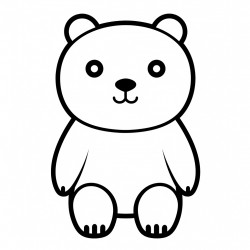 simple and cute whole body bear drawing outline with thin bold lines