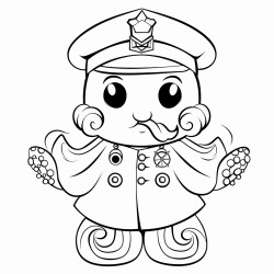octopus wearing a ship captain suit
