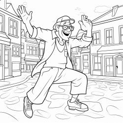 grumpy grampa dancing in the street