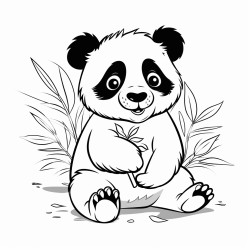 panda z plecakiem wchodzca po grach z malutk pand