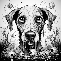 zombie dog with big eyes