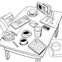 items on top of table and under