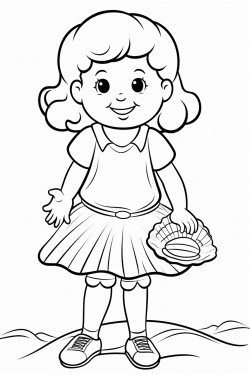 small girl with shell