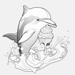 delfin comiendo  helado