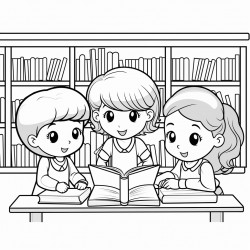 a group of kid read book at the library