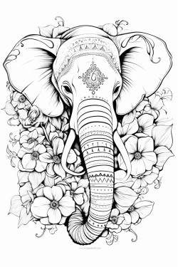 zentangle creative animal with flowers surrounding