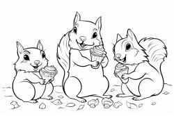 a group of squirrels eating ice cream sandwiches