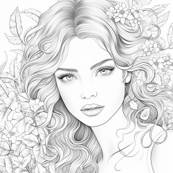 girl portrait adult coloring page