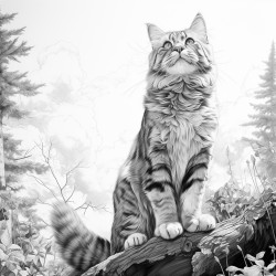 realistic large cat wellproportioned cat has wings the cat has no fur markings or stripes standing in a forest one paw raised slightly realistic detailed