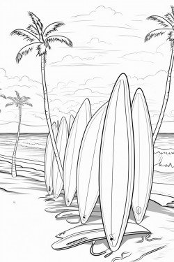 surfboards and surfing at the beach