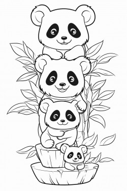 cute and funny panda and its family