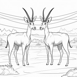 antelopes playing badminton together on a court