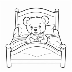 cartoon teddy in bed cozy playful theme
