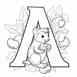 the letter a with an acorn as an example