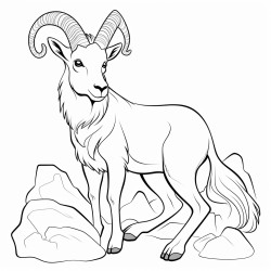 ibex sitting happily black and white color pages