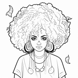 a woman with a messy afro on halloween