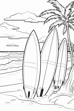 surfboards and surfing at the beach