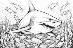 sur la meme page un requin un citron et un dinausaure