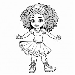 wild curly hair girl in dance class