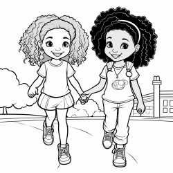 two afro girls laughing and walking together