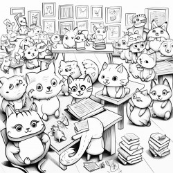 cute animals in classroom