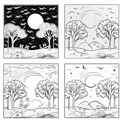 all four seasons no black backgrounds cartoon style