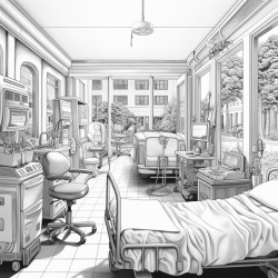 hospital with animals for doctors and nurses and patients