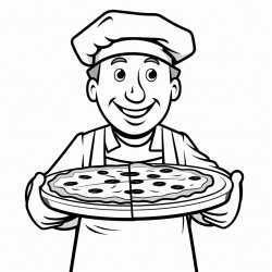 pizza man with pepperoni pizza in an open pizza box the pepperoni must be blank so we can colour it in