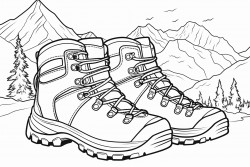 childrens coloring page of grand tetons hiking boot