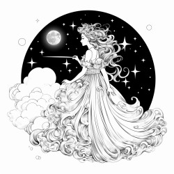 a princess on the moon black and white  images