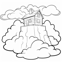 a cabin on top of a cloud
