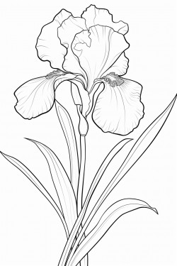 flower irise with strong sten and leaves