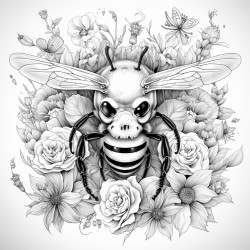a skull with bumblebee