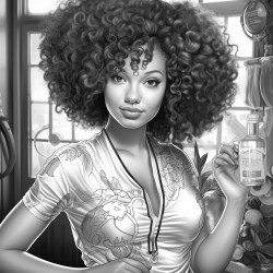 woman with afro boxing