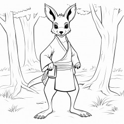 black belt on kangaroo in forest