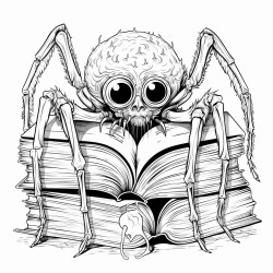 a spider reading a book