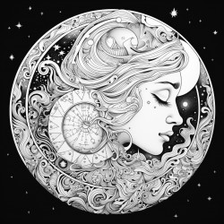 un coloriage pour adulte fminin style mandala lunaire
