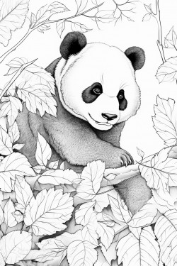 panda eats leaves
