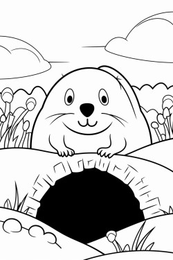 mole looks out of a mole hole