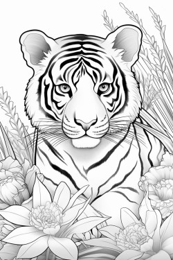 tigre dans lespace avec des plantes