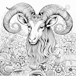 prompt ibex with mandala patterns thick black outlie detailed