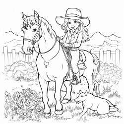 cowgirl and her dog taming wild heard of horses