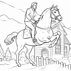 a man is ridding a horse on the top of a green grass house