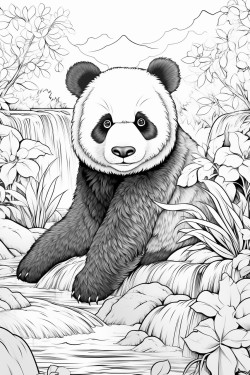 waterfall lake stars panda