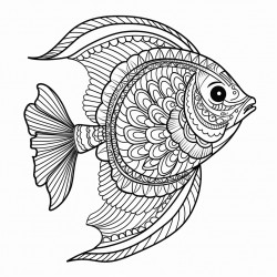 mandala fish thick black outline