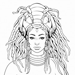 black woman queen with dreads