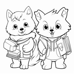 a wolf unicorn and polar bear are at school together