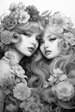 girls and flowers