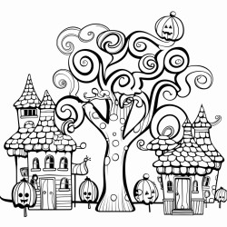 candy trees in spooky street